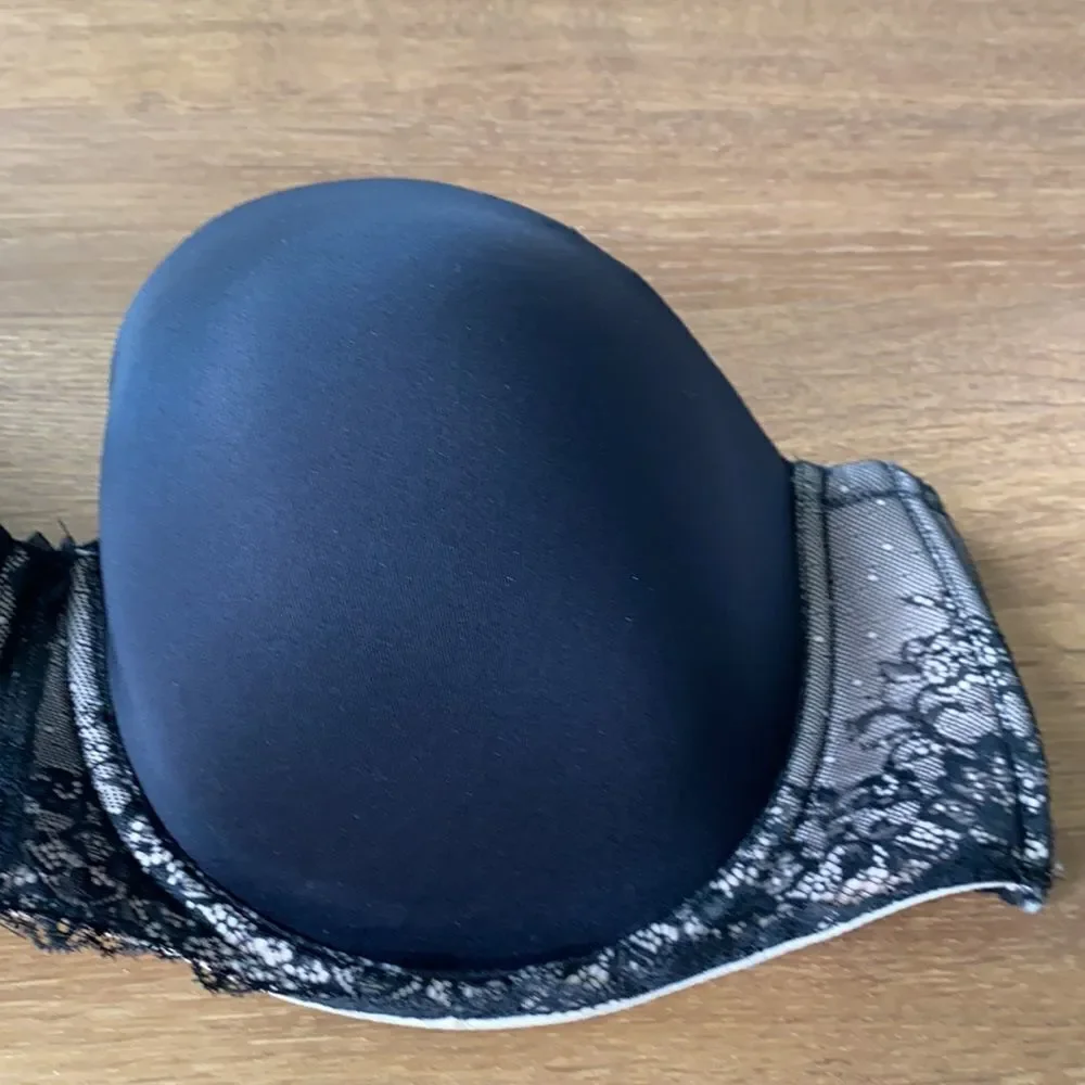 Torrid lace Balconette Lined Underwired Strapless Option Bra Black 46D‎